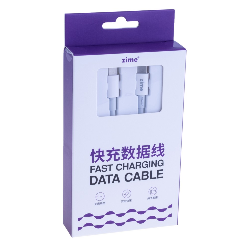 Кабель USB Type-C - Type-C 1метр білий (X60W3AC2C – zime)