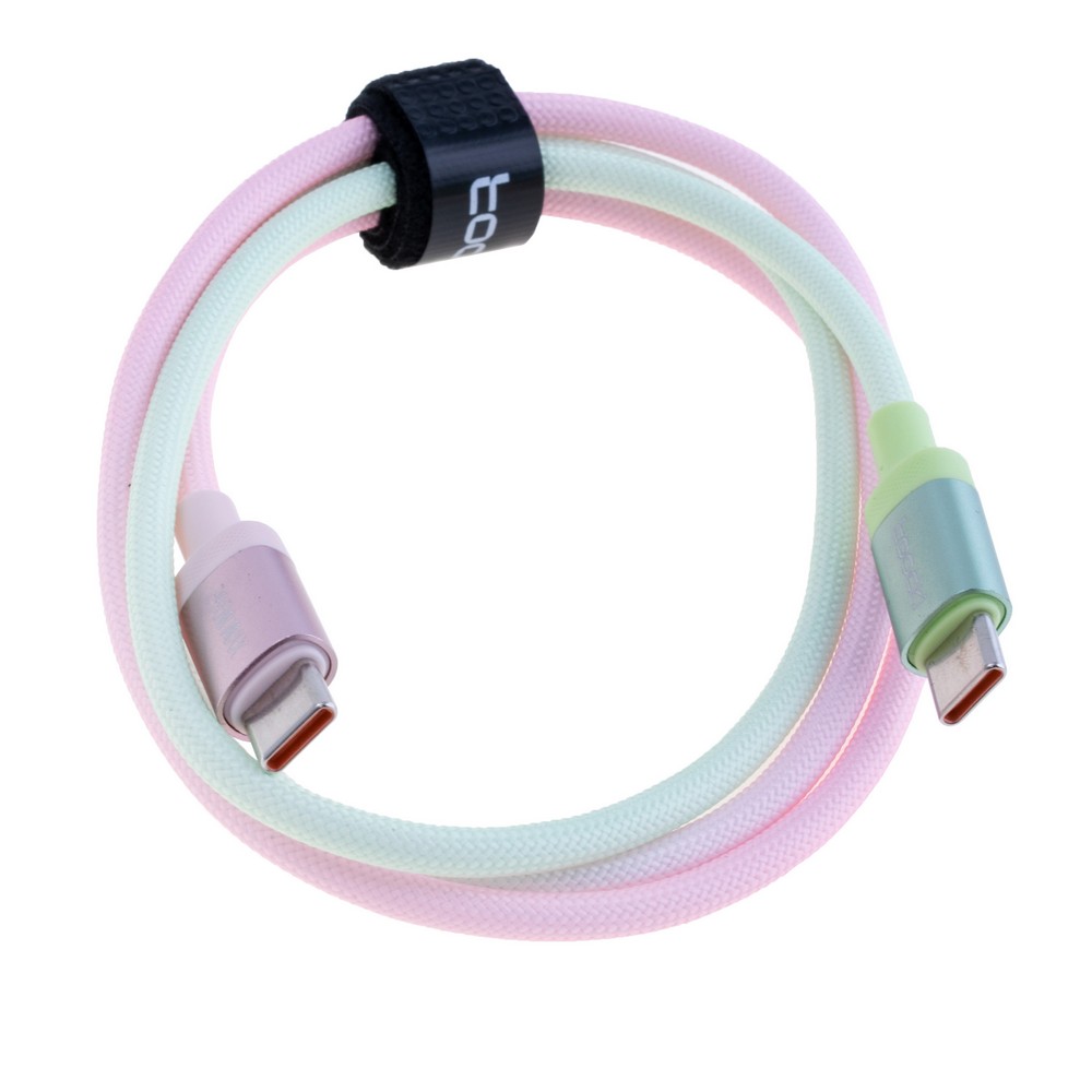 Провід USB type-C / USB type-C 240W, градієнт рожевий-зелений, 1 метр, 40100022 Провід USB type-C / USB type-C 240W, градієнт рожевий-зелений, 1 метр, 40100022