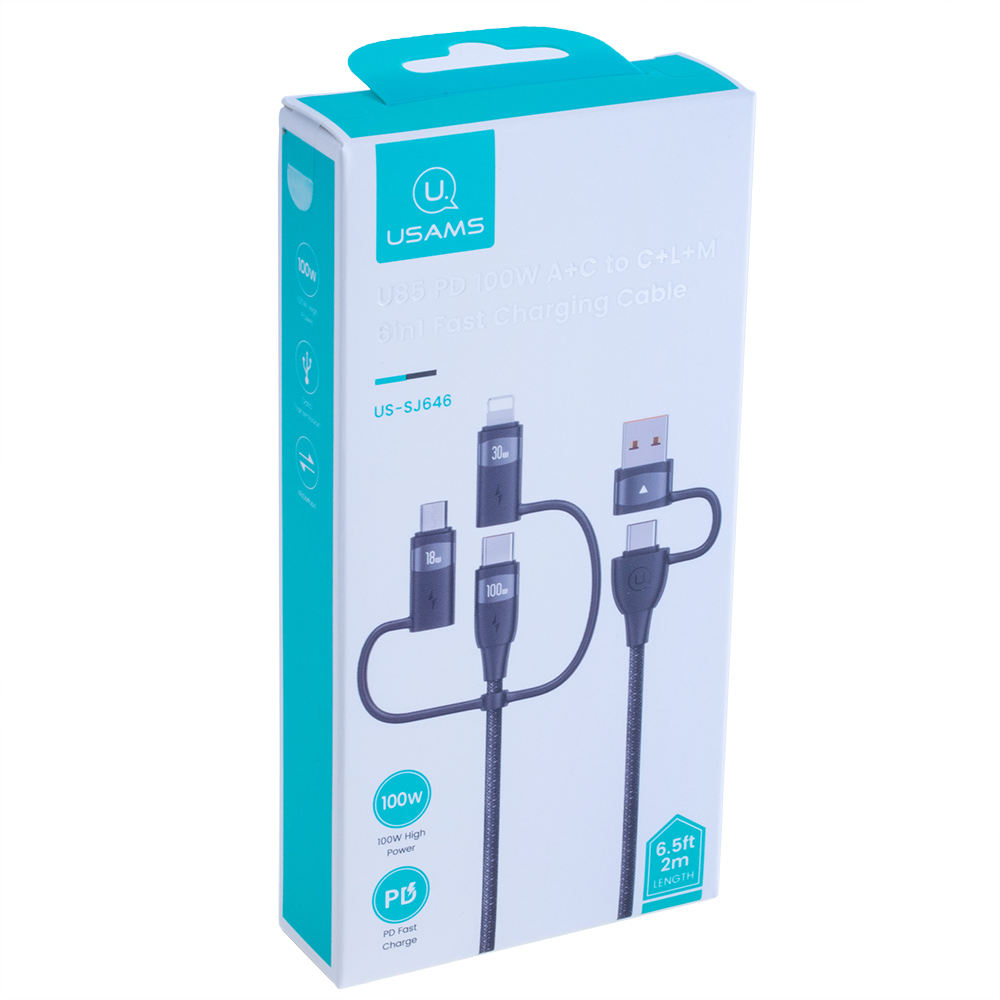 Кабель USB US-SJ646 U85 PD100W 2м (USAMS) чорний Кабель USB US-SJ646 U85 PD100W 2м (USAMS) чорний