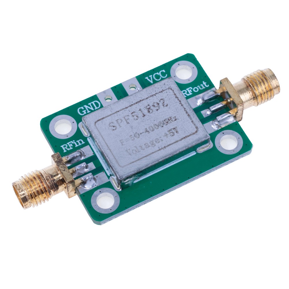 ВЧ малошумний підсилювач LNA 50–4000 МГц з екранованим корпусом SPF5189 ВЧ малошумний підсилювач LNA 50–4000 МГц з екранованим корпусом SPF5189