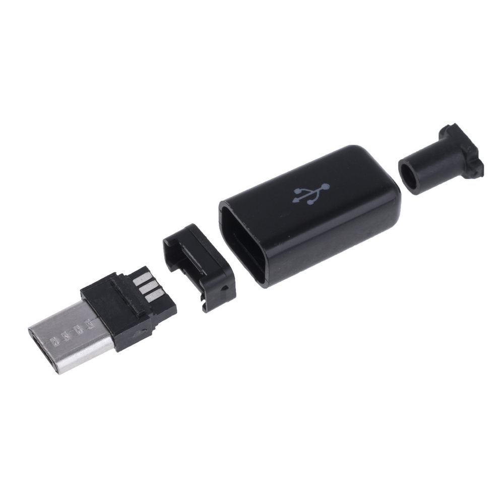 Вилка micro USB тип B, apple style, чёрная