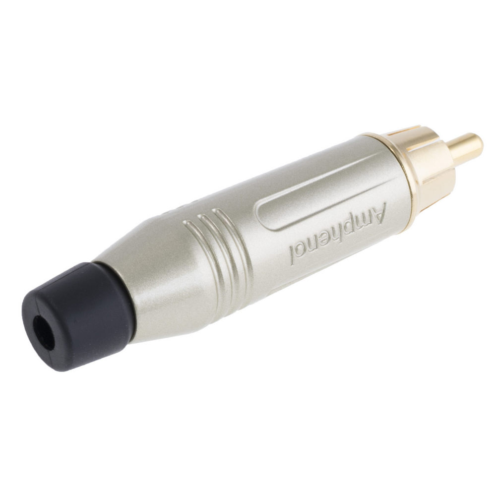 Stecker RCA grau/schwarz, auf Draht, IP40; vergoldet (ACPR-SBK)