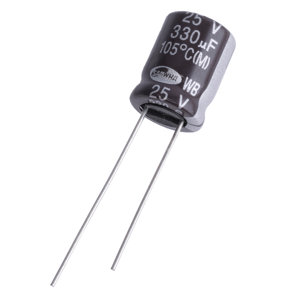 330uF 25V WB 10x12mm 105°C (WB1E337M1012MPA259-Samwha) (электролитический конденсатор)