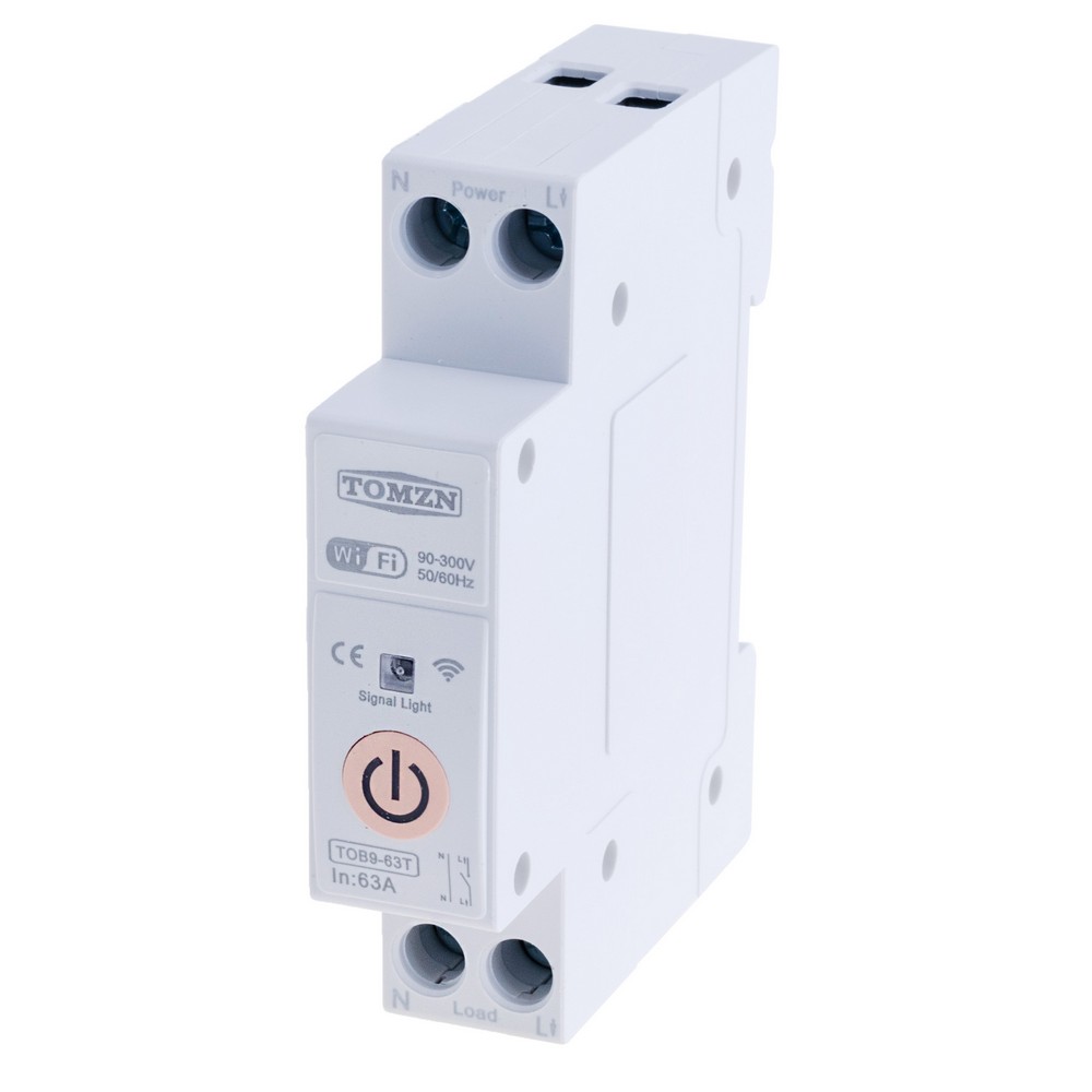 WIFI Smart Switch Energy Meter Kwh Metering Monitoring Timer Relay MCB TUYA smartlife voltage current protection(1P+N) TOB9-63T 63A(TOMZN)