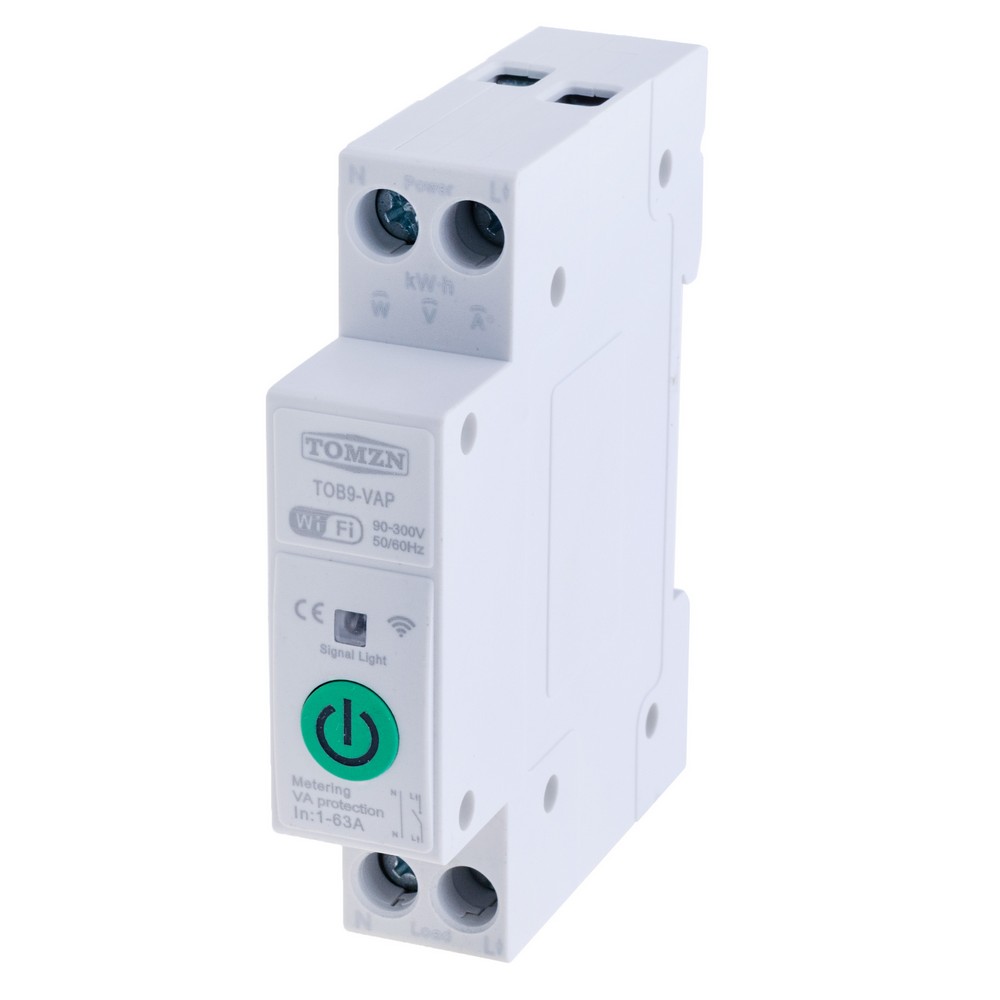 WIFI Smart Switch Energy Meter Kwh Metering Monitoring Timer Relay MCB TUYA smartlife voltage current protection(1P+N) TOB9-VAP 1-63A(TOMZN)