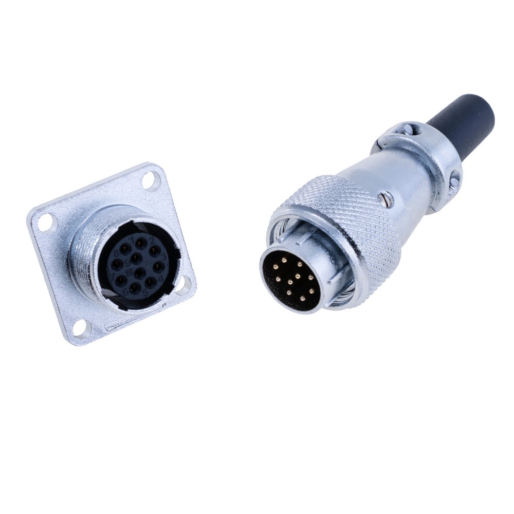 Роз'єм WS16-10, комплект "мама"+ "тато", квадратний фланець