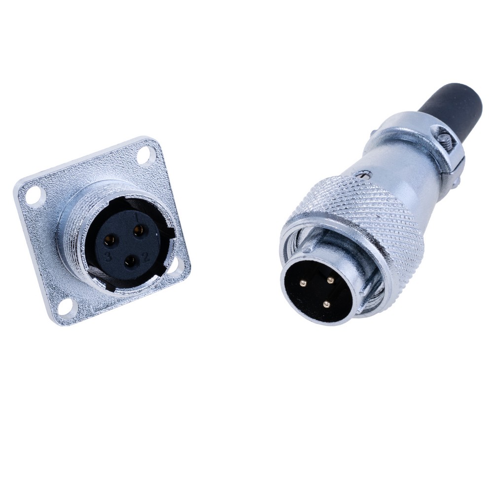 Роз'єм WS16-3, комплект "мама"+ "тато", квадратний фланець