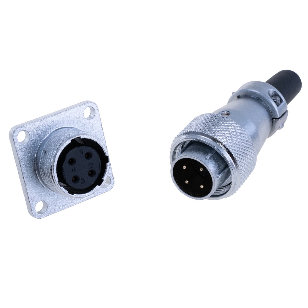 Роз'єм WS16-4, комплект "мама"+ "тато", квадратний фланець