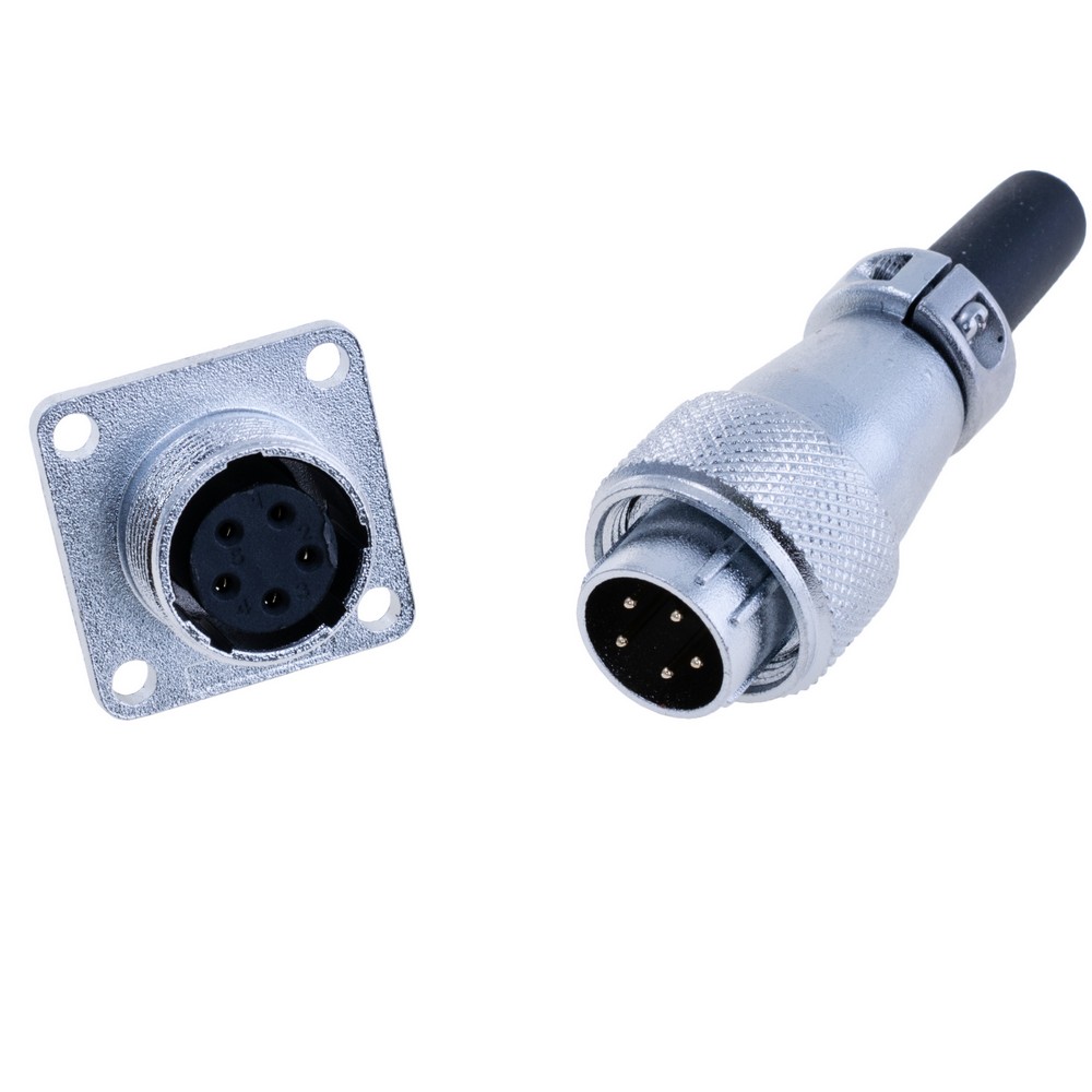 Роз'єм WS16-5, комплект "мама"+ "тато", квадратний фланець