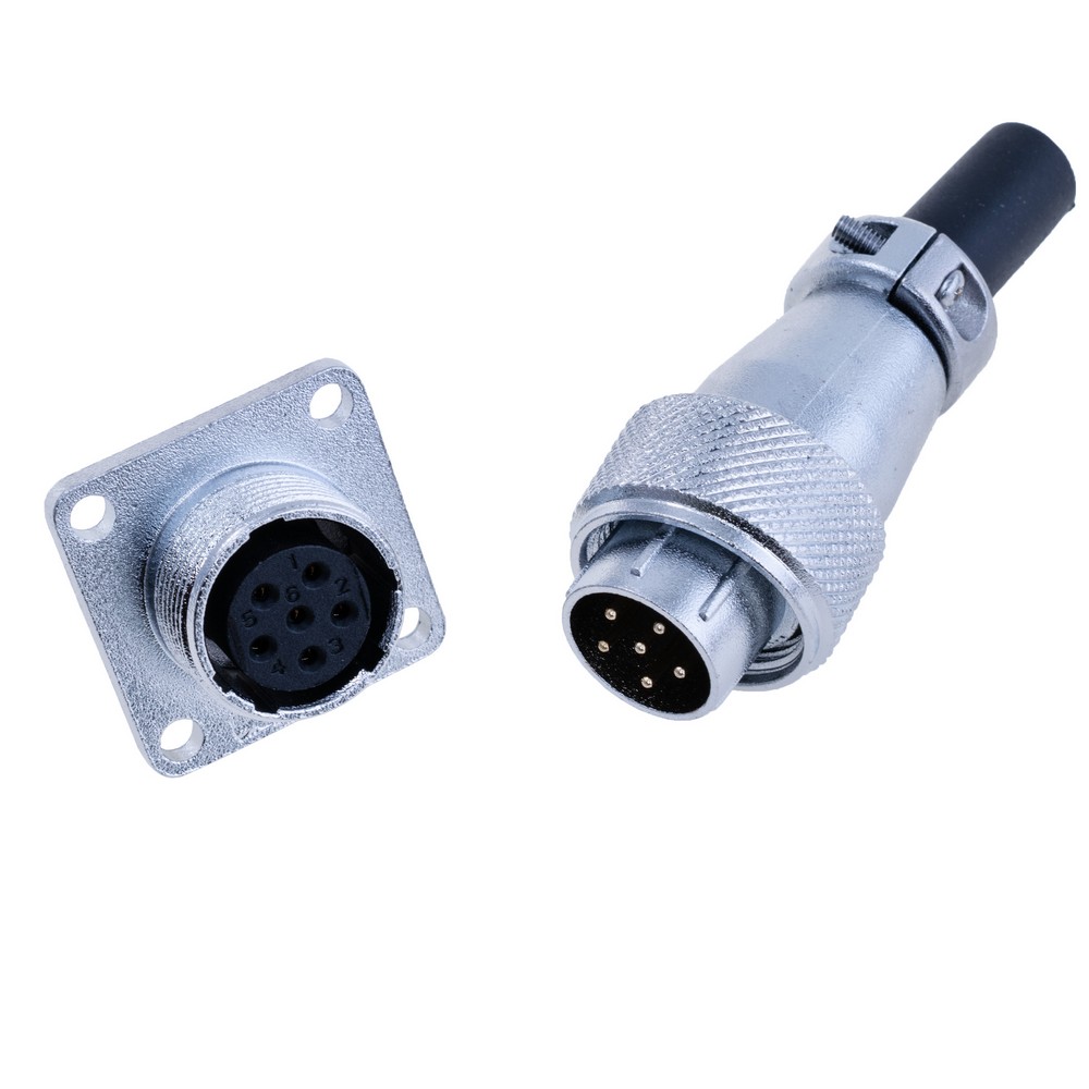 Роз'єм WS16-6, комплект "мама"+ "тато", квадратний фланець