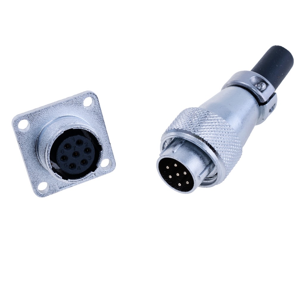 Роз'єм WS16-7, комплект "мама"+ "тато", квадратний фланець