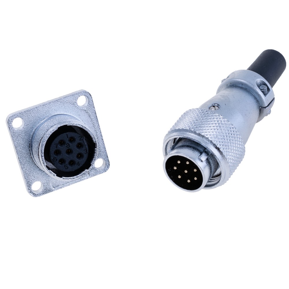 Роз'єм WS16-8, комплект "мама"+ "тато", квадратний фланець