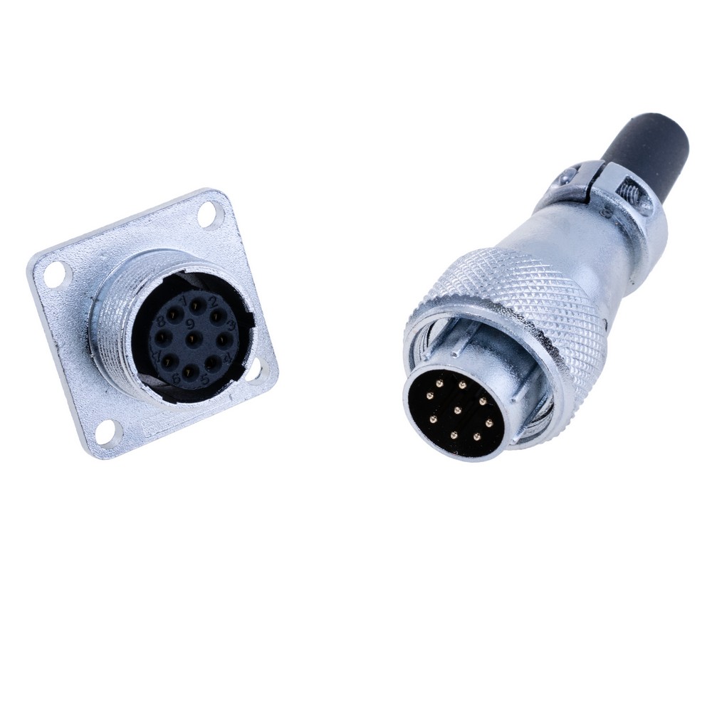 Роз'єм WS16-9, комплект "мама"+ "тато", квадратний фланець