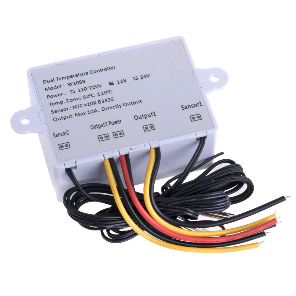 Термостат с двумя датчиками XK-W1088 10A/12V (FNIRFSI - 8F3)