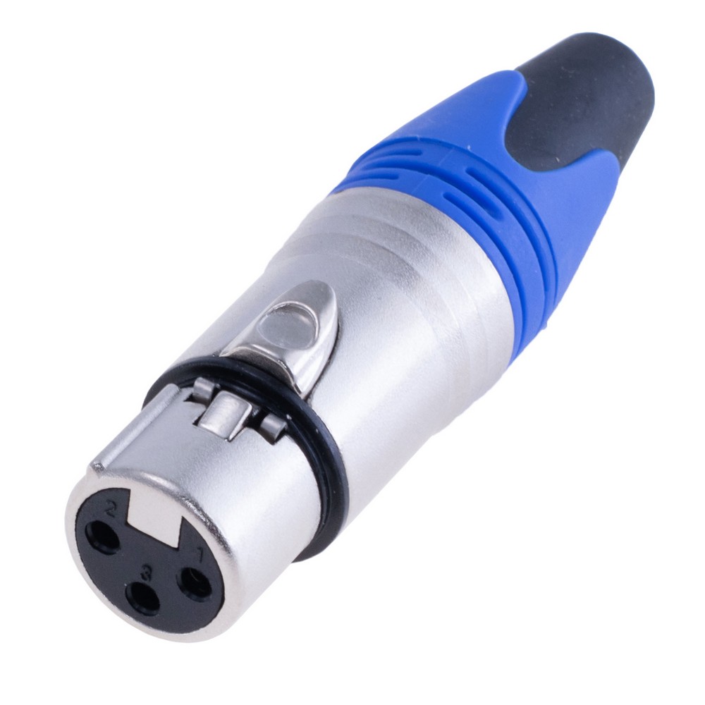 Штекер "мама" XLR female-blue, на провід, корпус металевий, синій