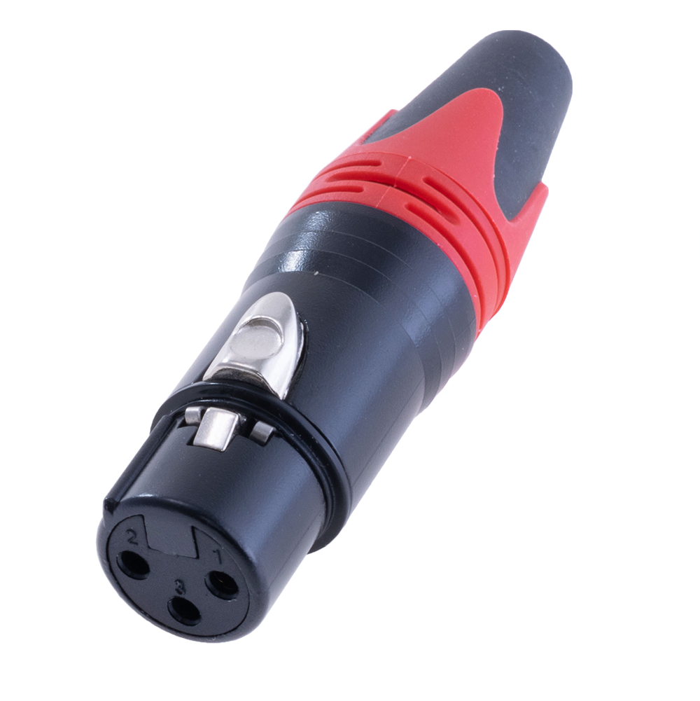 Штекер "мама" XLR female -red , на провод, красный