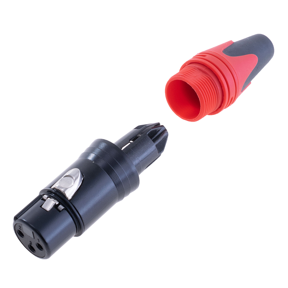 Штекер "мама" XLR female -red , на провод, красный