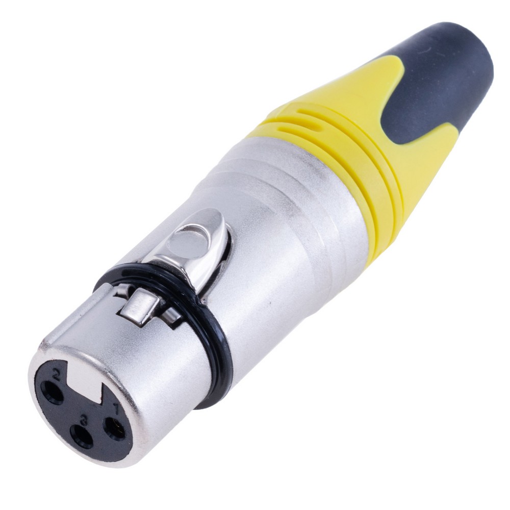 Штекер "мама" XLR female-yellow, на провід, корпус металевий, жовтий