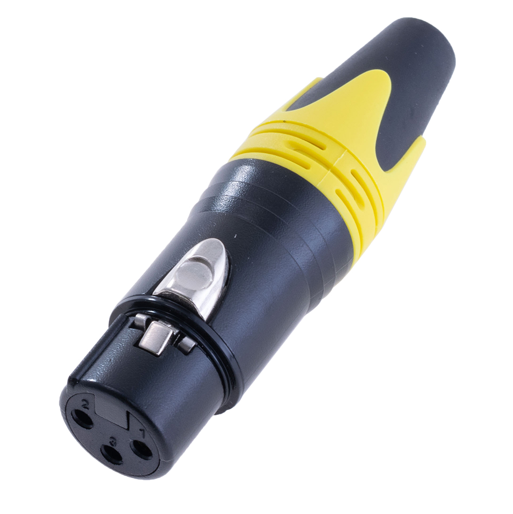 Штекер "мама" XLR female -yellow , на провод, жёлтый