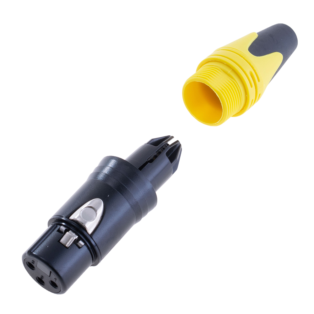 Штекер "мама" XLR female -yellow , на провод, жёлтый