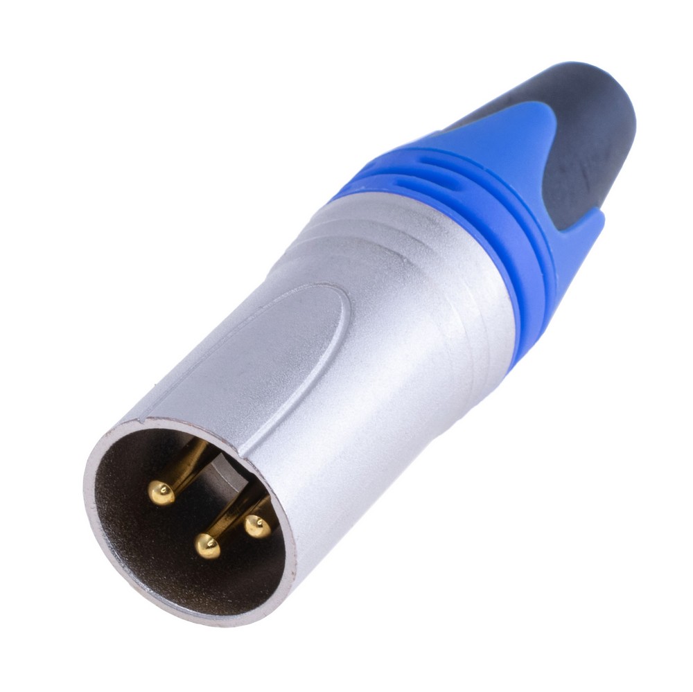 Гніздо "тато" XLR male-blue, на провід, срібно синє