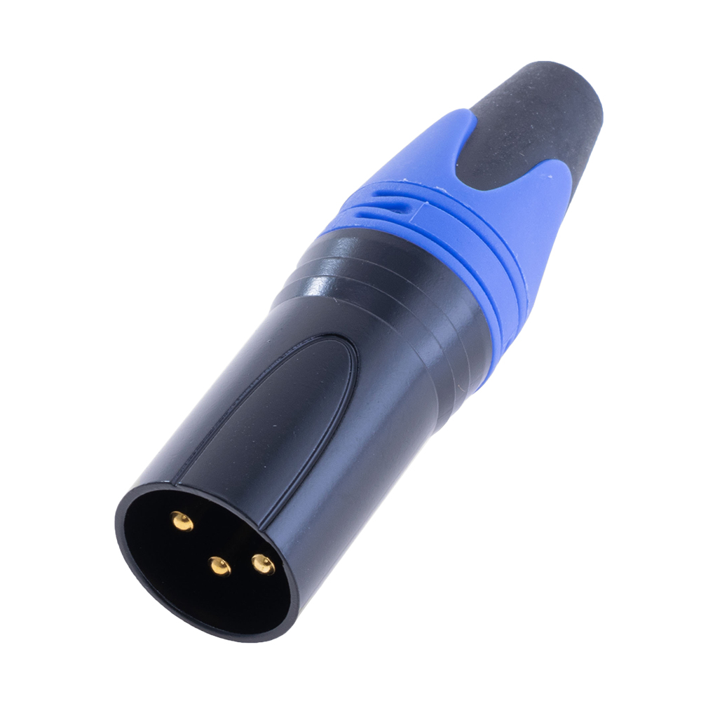 Гнездо "папа" XLR male -blue , на провод, синий