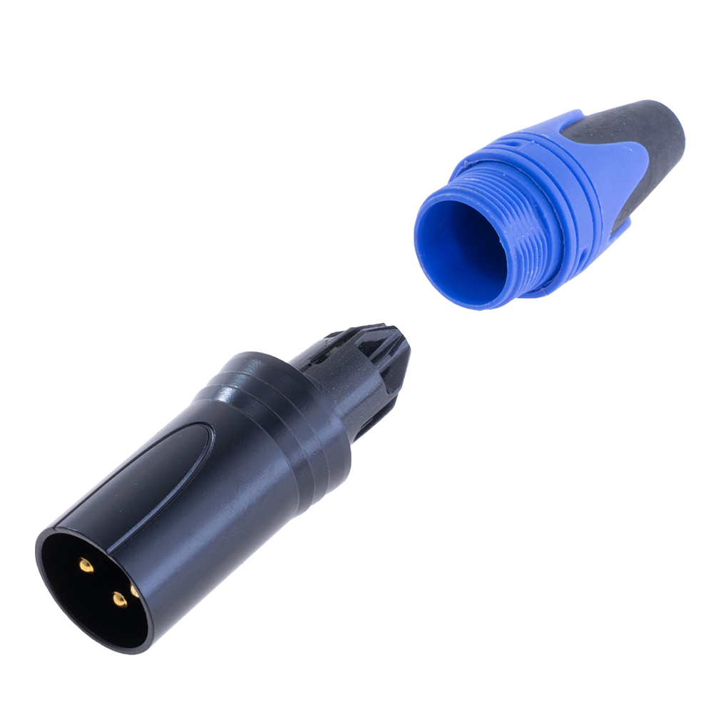 Гнездо "папа" XLR male -blue , на провод, синий