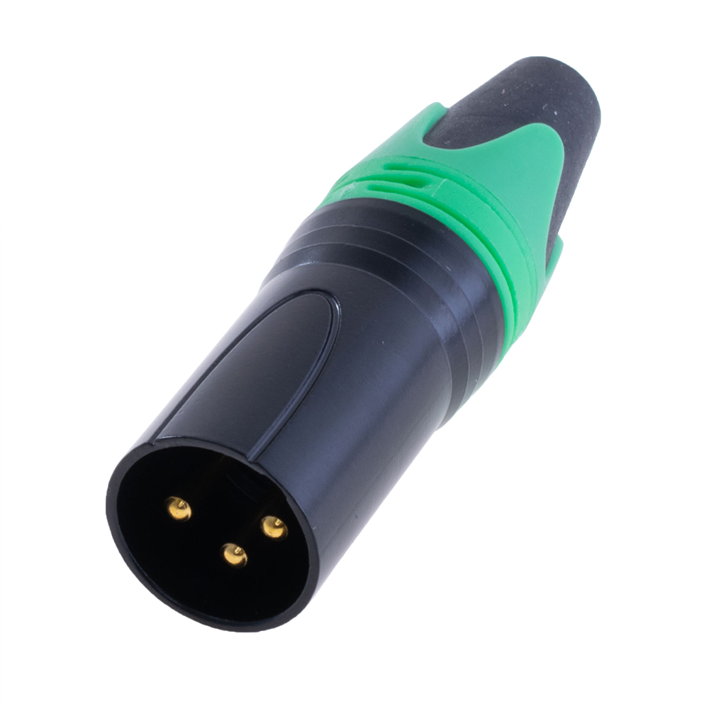 Гнездо "папа" XLR male -green , на провод, зелёный