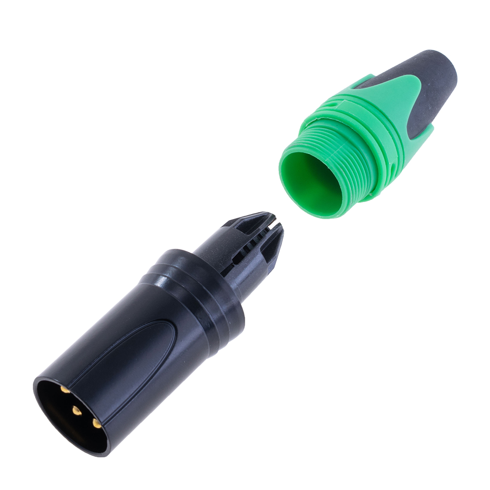 Гнездо "папа" XLR male -green , на провод, зелёный