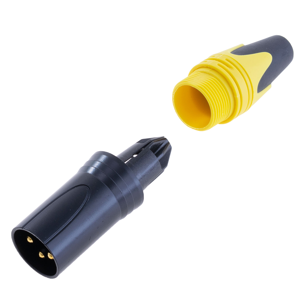 Гнездо "папа" XLR male -yellow , на провод, жёлтый