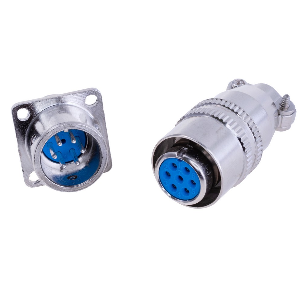 Роз'єм XS12-6P авіаційний штепсельний, вилка на провід + гніздо на корпус