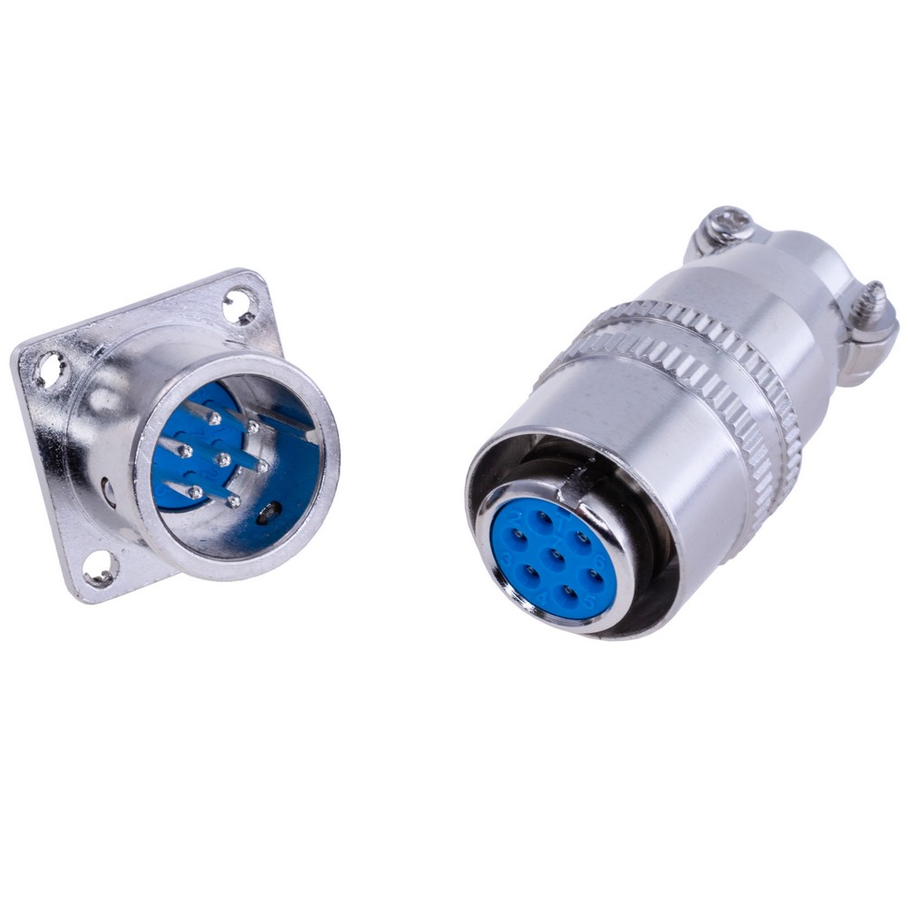 Роз'єм XS12-7P авіаційний штепсельний, вилка на провід + гніздо на корпус