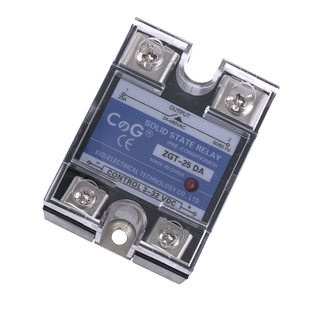 Реле твердотельное ZGT-25DA (CG) однофазное 3-32VDC(25mA)/24-480VAC(25A)