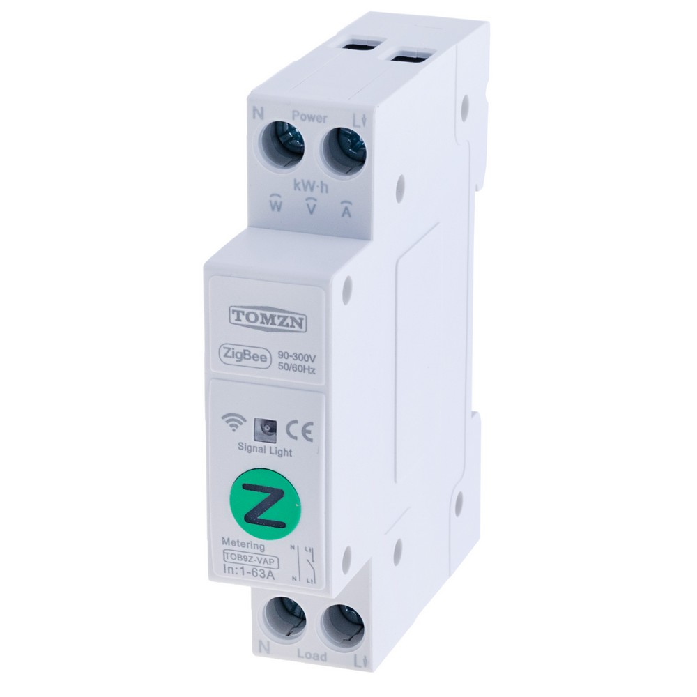 Zigbee 63A 1P+N WIFI Smart Switch Energy Meter Kwh Metering Monitoring Circuit Breaker TOB9Z-VAP VA protect 1-63A(TOMZN)