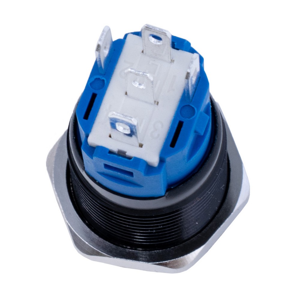 Кнопка антивандальна з фіксацією SPDT з зеленим підсвічуванням 12V, LAS3-16F- W11EL-A