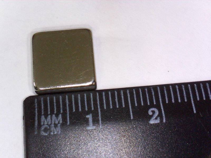 Neodym Magnet, Quader Block 10 x 10 x 4 mm (N38), Ni+Cu+Ni (Nickel)