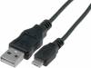 Kabel USBA-plug - USBmicro - plug Lange 1,8m, schwarz (MIUSB-166-1.8A )