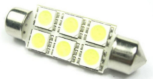 Lampe Automotive für Sockel SV8.5 C5W.  [white] 36mm BL2 - 6 LED