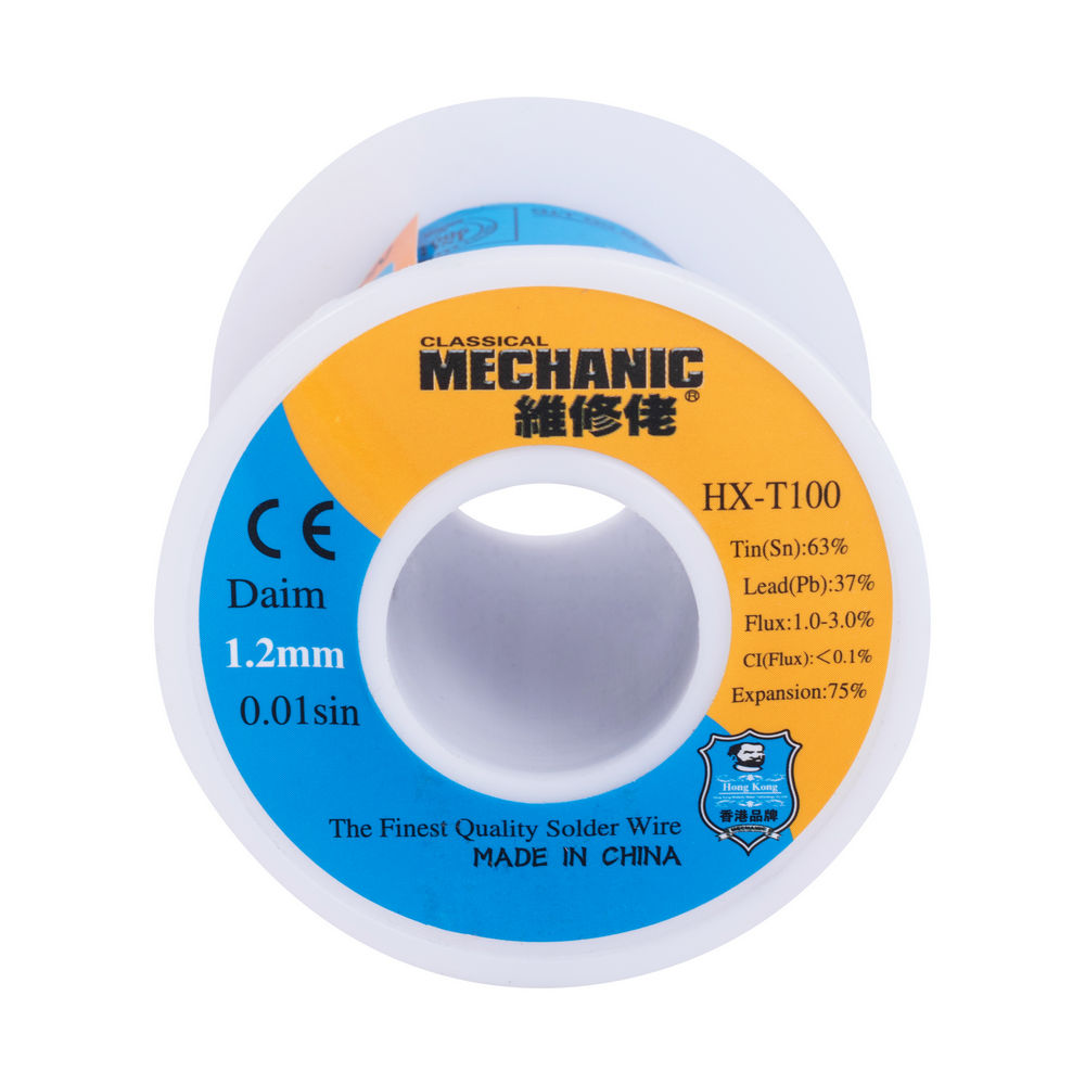 Lötzinn MechanikSN63/PB37 150g Lötdraht 1,2mm HX-T100 Lötzinn MechanikSN63/PB37 150g Lötdraht 1,2mm HX-T100