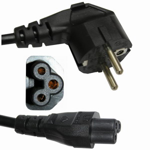 Kabel CEE 7/4 (Schuko) + C5 ("Mickey Mouse") 3х0,75/1,8m/schwarz (KLS17-SH005+SM112-1.8M-B-H05VV-F 3*0.75 – KLS)