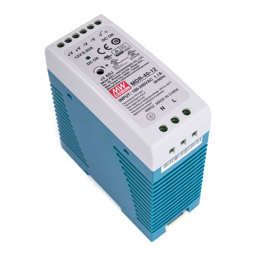 Hutschienen Netzteil 40W 12V 3,33A MeanWell MDR-40-12 Hutschienen Netzteil 40W 12V 3,33A MeanWell MDR-40-12