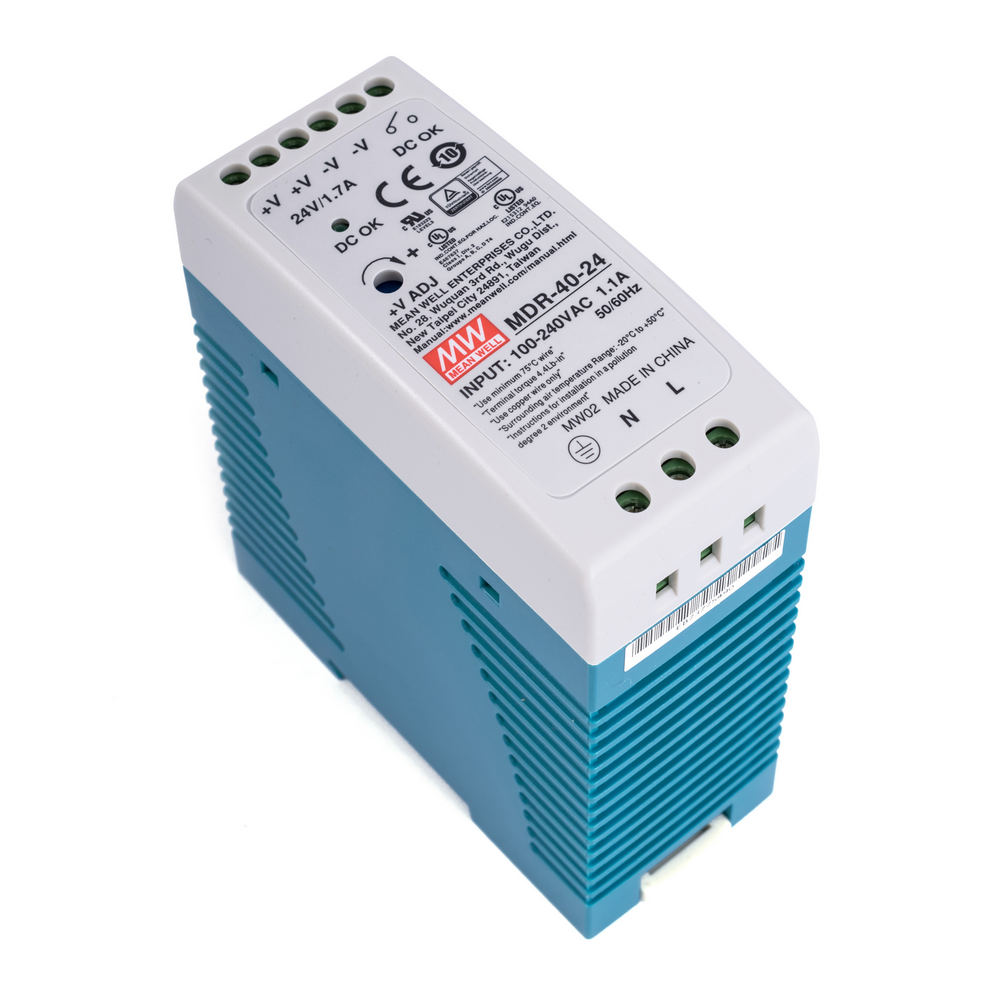 Hutschienen Netzteil 40W 24V 1,7A MeanWell MDR-40-24 Hutschienen Netzteil 40W 24V 1,7A MeanWell MDR-40-24
