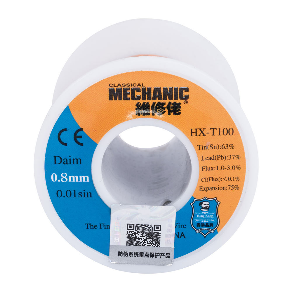 Mechanic Lözinn Sn63/Pb37 Flux 1-3% Spule 150g Lötdraht 0,8/1,0mm Mechanic Lözinn Sn63/Pb37 Flux 1-3% Spule 150g Lötdraht 0,8/1,0mm