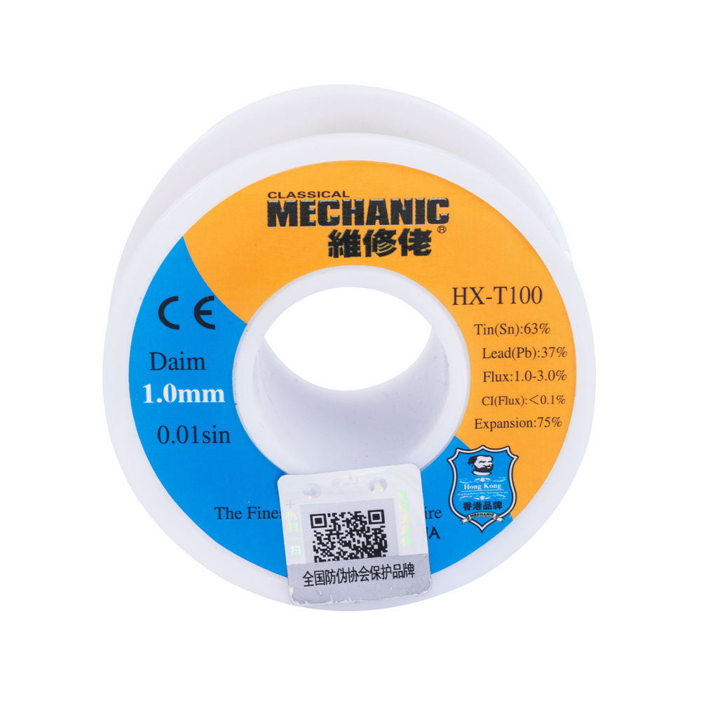 Lötzinn MechanikSN63/PB37 100g Lötdraht 1,0mm HX-T100 Lötzinn MechanikSN63/PB37 100g Lötdraht 1,0mm HX-T100