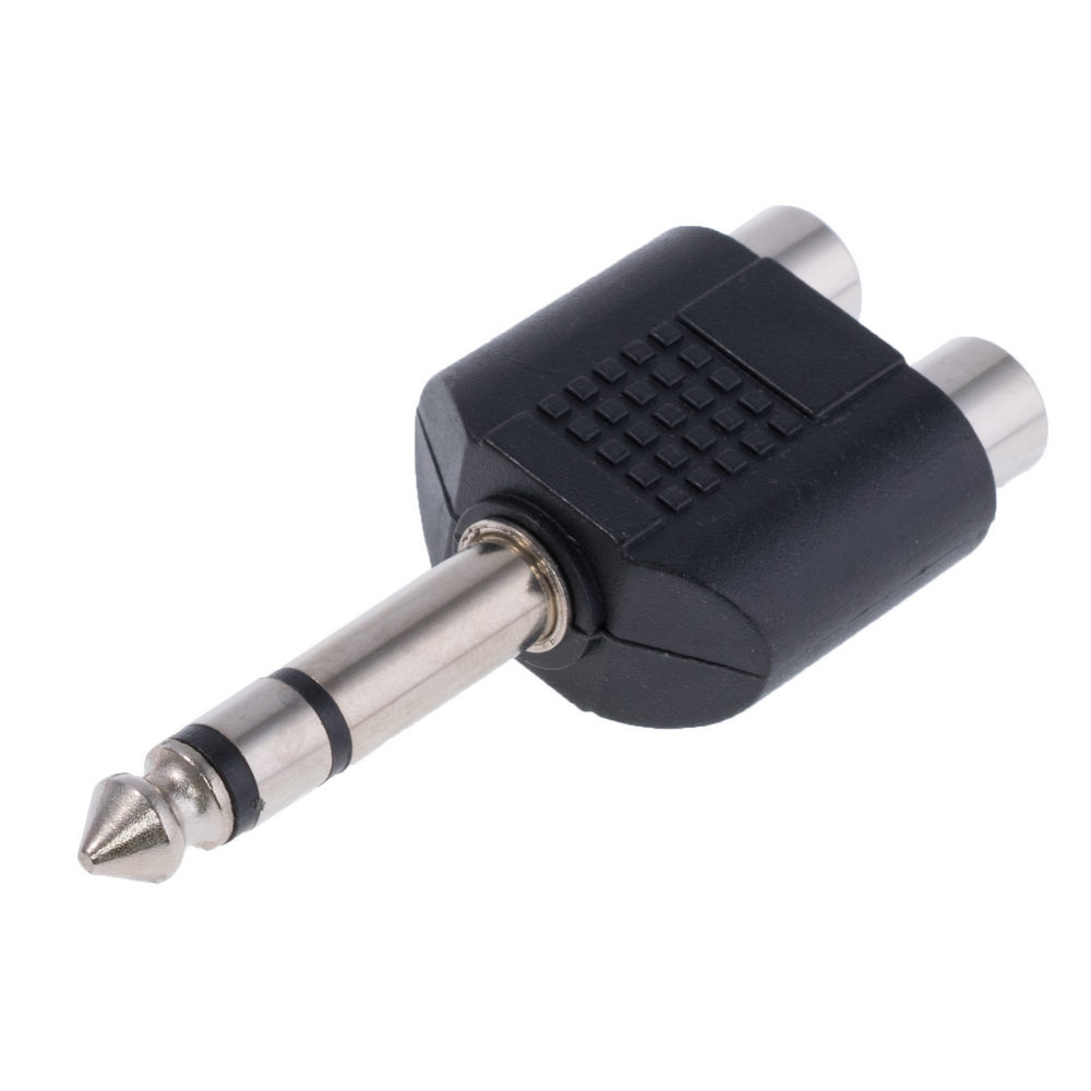 AC-011 Adapter; Jack 6,35mm Stecker, RCA Steckdose x2; stereo
