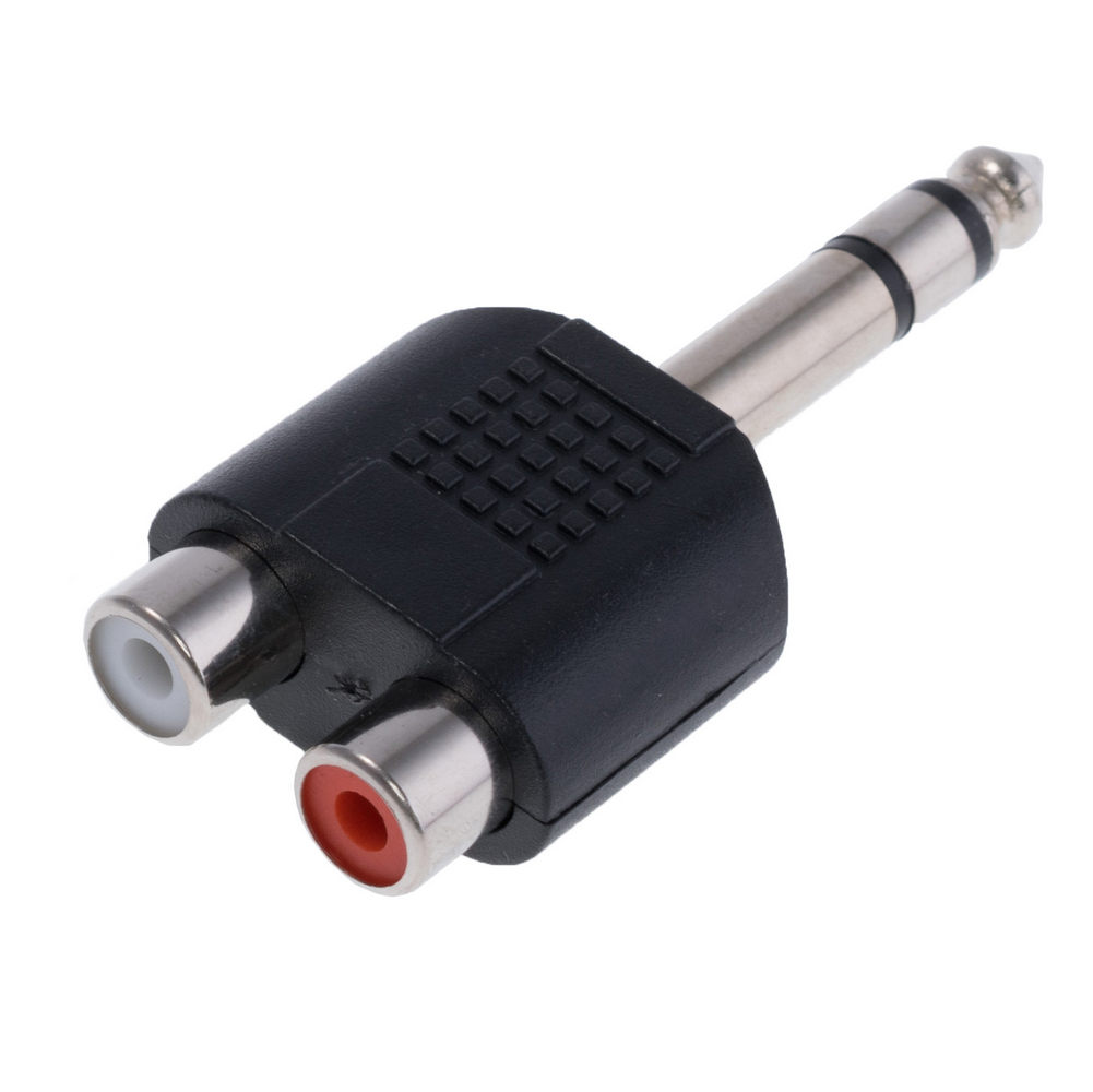 AC-011 Adapter; Jack 6,35mm Stecker, RCA Steckdose x2; stereo