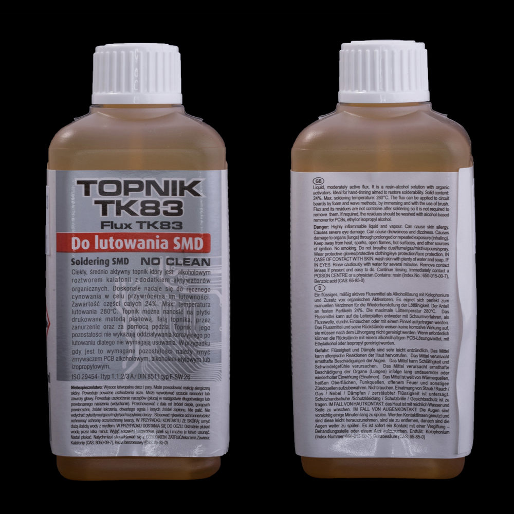 Flussmittel TK83 Flasche 100ml Alkohollösung von Kolophonium mit organischen Aktivatoren,  Löttemperatur bis 280°C, besonders für manuelles Verzinnen, AGT-045