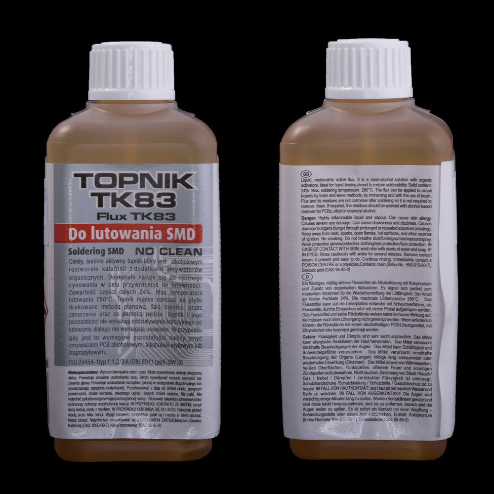 Flussmittel TK83 Flasche 100ml Alkohollösung von Kolophonium mit organischen Aktivatoren, Löttemperatur bis 280°C, besonders für manuelles Verzinnen, AGT-045 Flussmittel TK83 Flasche 100ml Alkohollösung von Kolophonium mit organischen Aktivatoren, Löttemperatur bis 280°C, besonders für manuelles Verzinnen, AGT-045