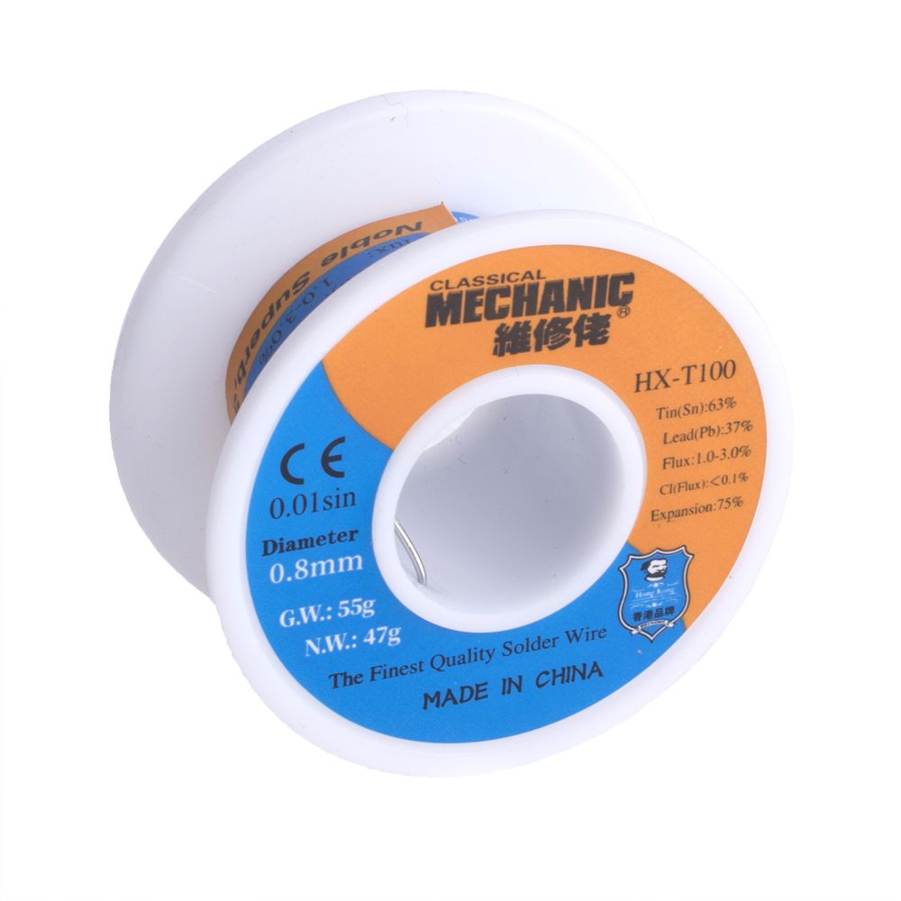 Lötzinn MechanikSN63/PB37 55g Lötdraht 0,8mm HX-T100 Lötzinn MechanikSN63/PB37 55g Lötdraht 0,8mm HX-T100
