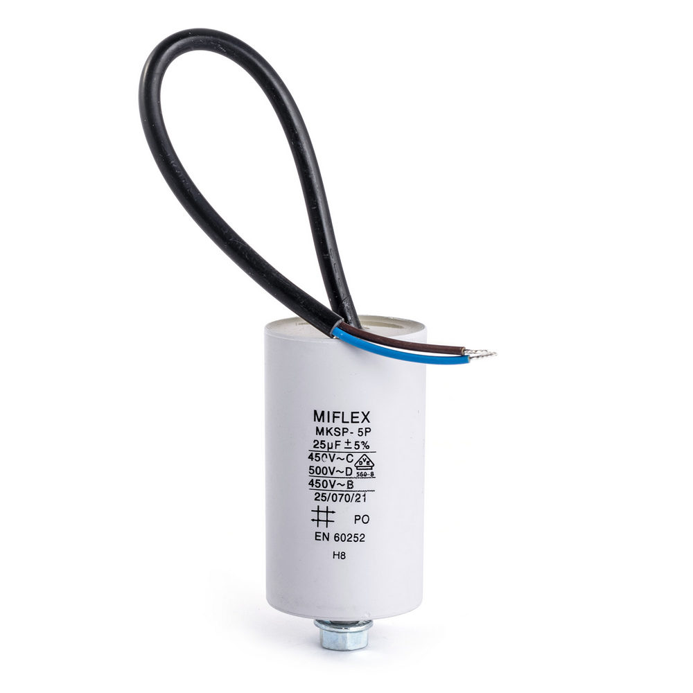 Motorkondensator Miflex 450V 25µF Leitungen 250mm Anlauf-Arbeitskondensator Motorkondensator Miflex 450V 25µF Leitungen 250mm Anlauf-Arbeitskondensator